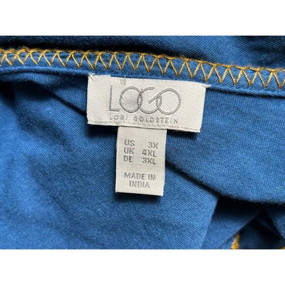 Logo Lori Goldstein Womens Blue Brown Embroidered Front Tie Cardigan Sweater 3X - Picture 3 of 8